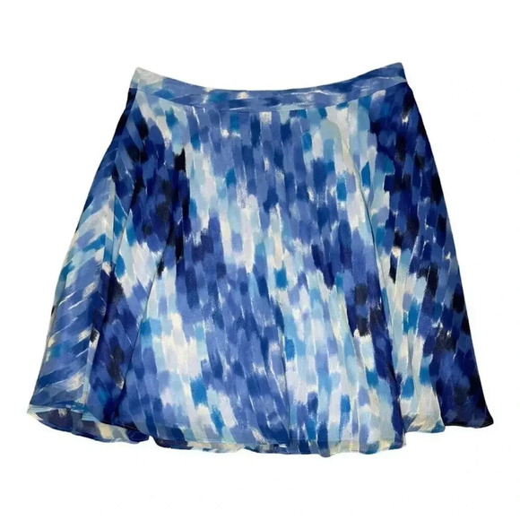 Calvin Klein Women’s Size 10 White And Blue Watercolor Print Flowy Skirt - Picture 2 of 5